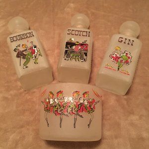 VTG {Rare} Hand Painted Liquor Set